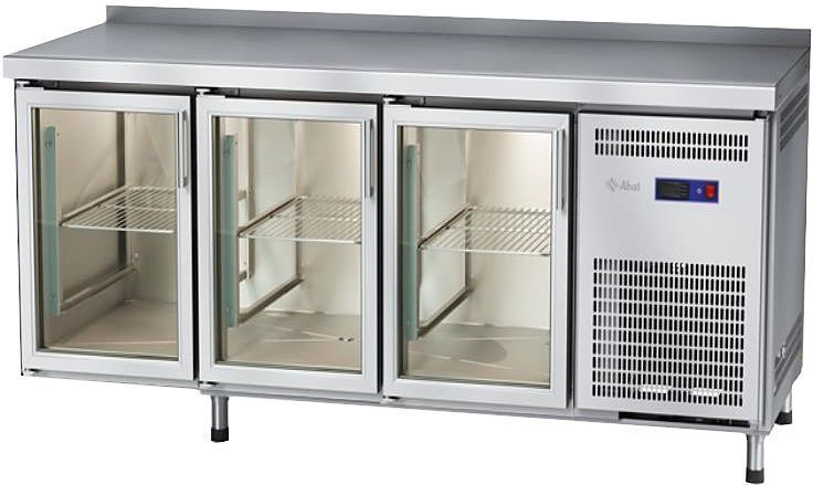 Стол холодильный низкотемпературный Abat СХН-70-02 с бортом (дверь-стекло, дверь-стекло, дверь-стекл
