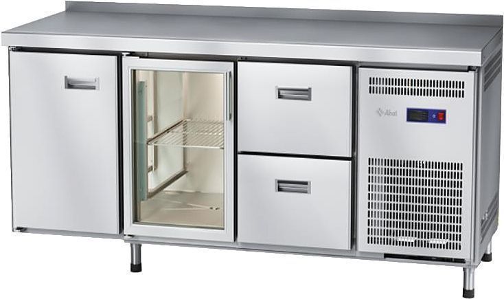 Стол холодильный низкотемпературный Abat СХН-60-02 с бортом (ящики 1/2, дверь-стекло, дверь)