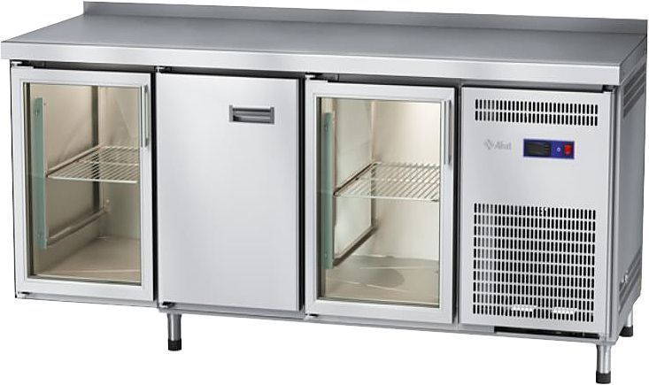 Стол холодильный низкотемпературный Abat СХН-60-02 с бортом (дверь-стекло, дверь, дверь-стекло)