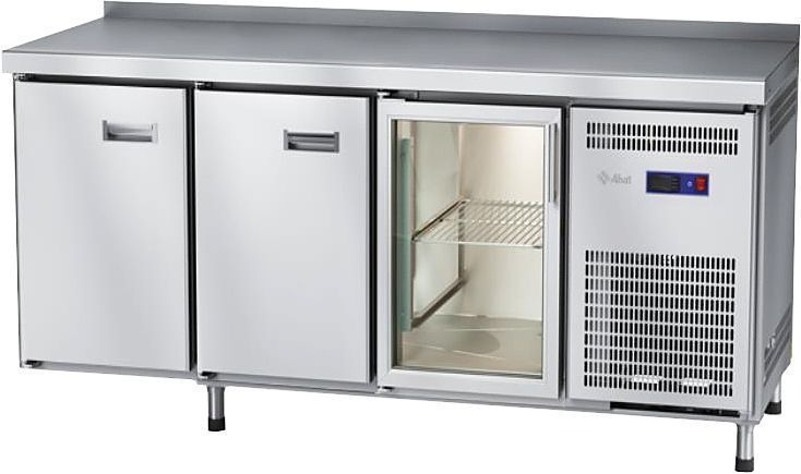 Стол холодильный низкотемпературный Abat СХН-60-02 с бортом (дверь-стекло, дверь, дверь)