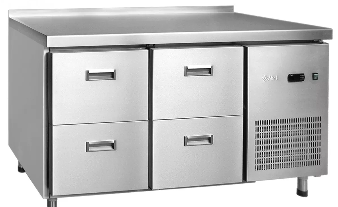 Стол холодильный среднетемпературный Abat СХС-70-01-СО (ящики 1/2, ящики 1/2) с бортом - 0