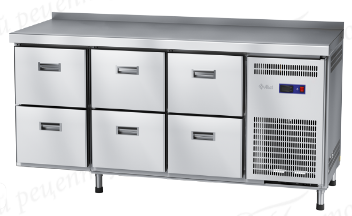 Стол холодильный среднетемпературный Abat СХС-70-02 с бортом (ящики 1/2, ящики 1/2, ящики 1/2) - 0