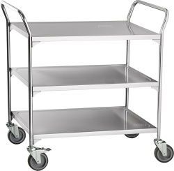 Тележка сервировочная Abat ТС-80 (800х500мм) 3 полки, поворотные колеса, вся нерж.