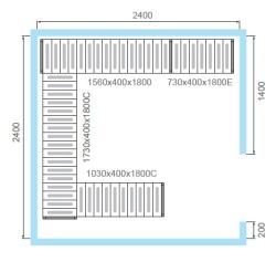 Комплект стеллажей 3 яруса для холодильной камеры КХН-11,75 Polair вариант 2