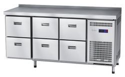 Стол холодильный низкотемпературный Abat СХН-70-02 с бортом (ящики 1&#47;2, ящики 1&#47;2, ящики 1&#47;2)