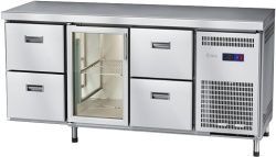 Стол холодильный низкотемпературный Abat СХН-60-02 без борта (ящики 1&#47;2, дверь-стекло, ящики 1&#47;2)