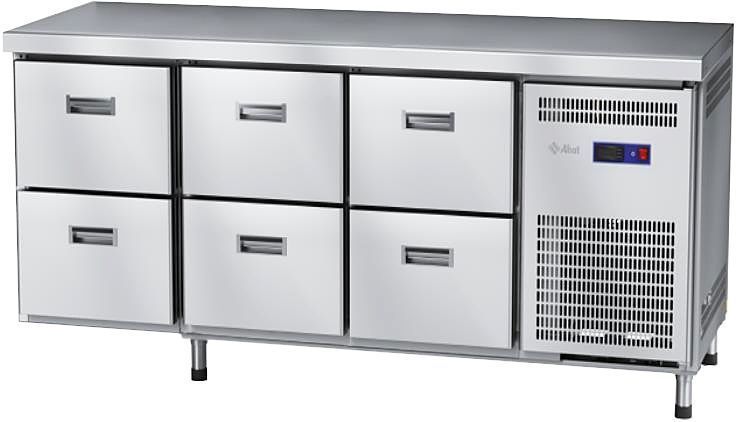 Стол холодильный низкотемпературный Abat СХН-60-02 без борта (ящики 1/2, ящики 1/2, ящики 1/2)