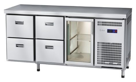 Стол холодильный среднетемпературный Abat СХС-70-02 без борта (дверь-стекло, ящики 1/2, ящики 1/2)