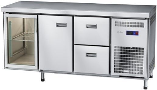 Стол холодильный среднетемпературный Abat СХС-70-02 без борта (ящики 1/2, дверь, дверь-стекло)