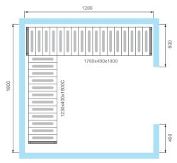 Комплект стеллажей 5 ярусов для холодильной камеры КХН-6,61 Polair вариант 1