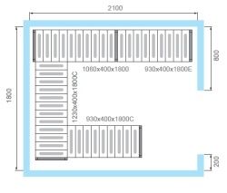 Комплект стеллажей 4 яруса для холодильной камеры КХН-7,71 Polair вариант 2