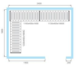 Комплект стеллажей 3 яруса для холодильной камеры КХН-8,81 Polair вариант 1