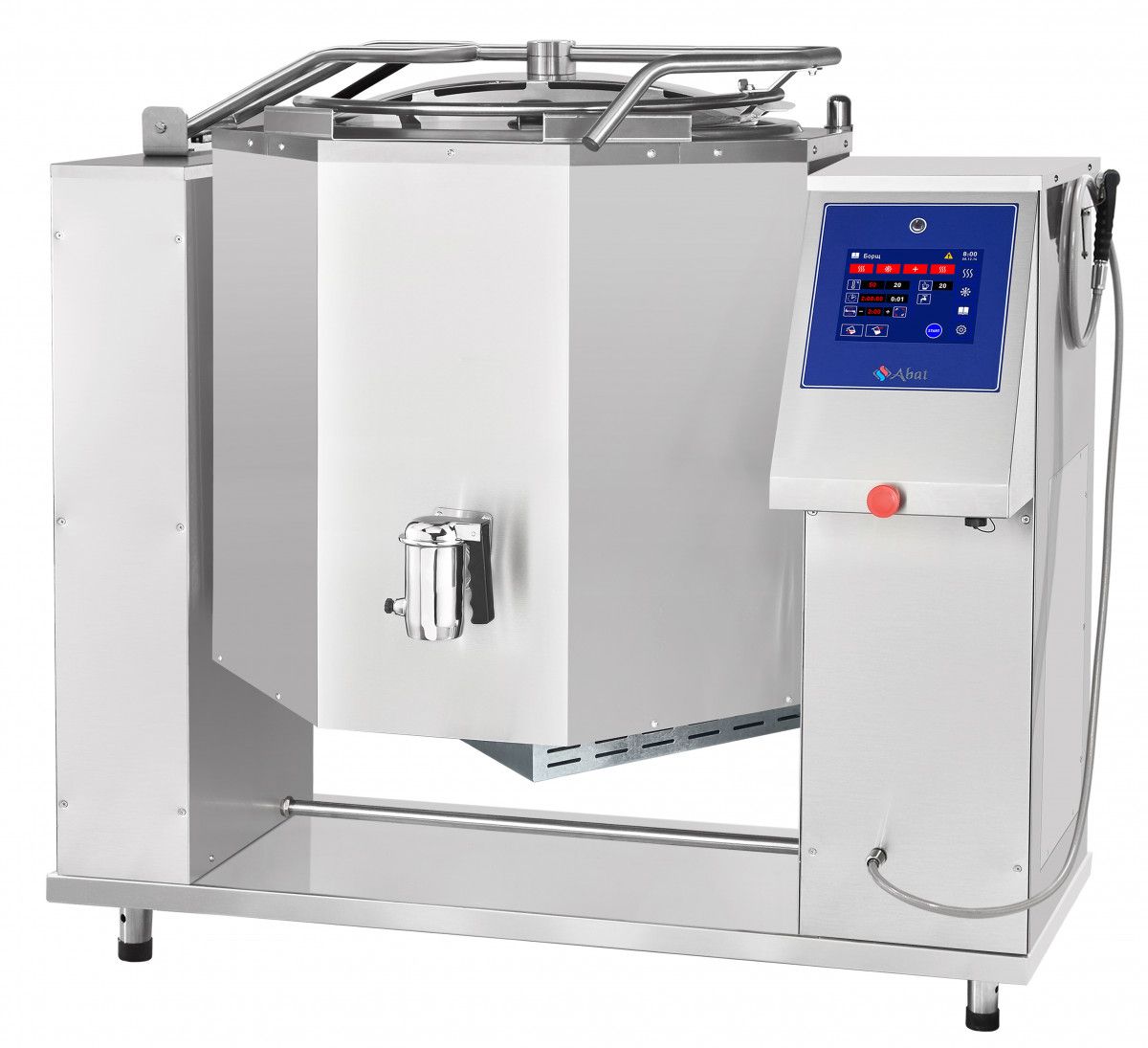 Котел пищеварочный Abat КПЭМ-250-ОМП со сливным краном (опрокидывание, перемешивание и охлаждение)