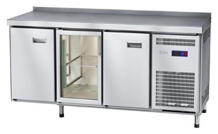 Стол холодильный среднетемпературный Abat СХС-60-02 с бортом (дверь, дверь-стекло, дверь)