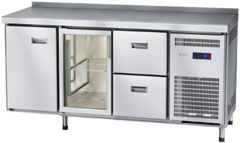 Стол холодильный среднетемпературный Abat СХС-60-02 с бортом (ящики 1/2, дверь-стекло, дверь)