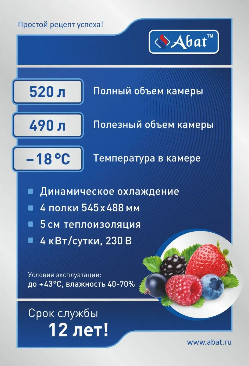 Шкаф морозильный Abat ШХн-0,5-01 нерж.
