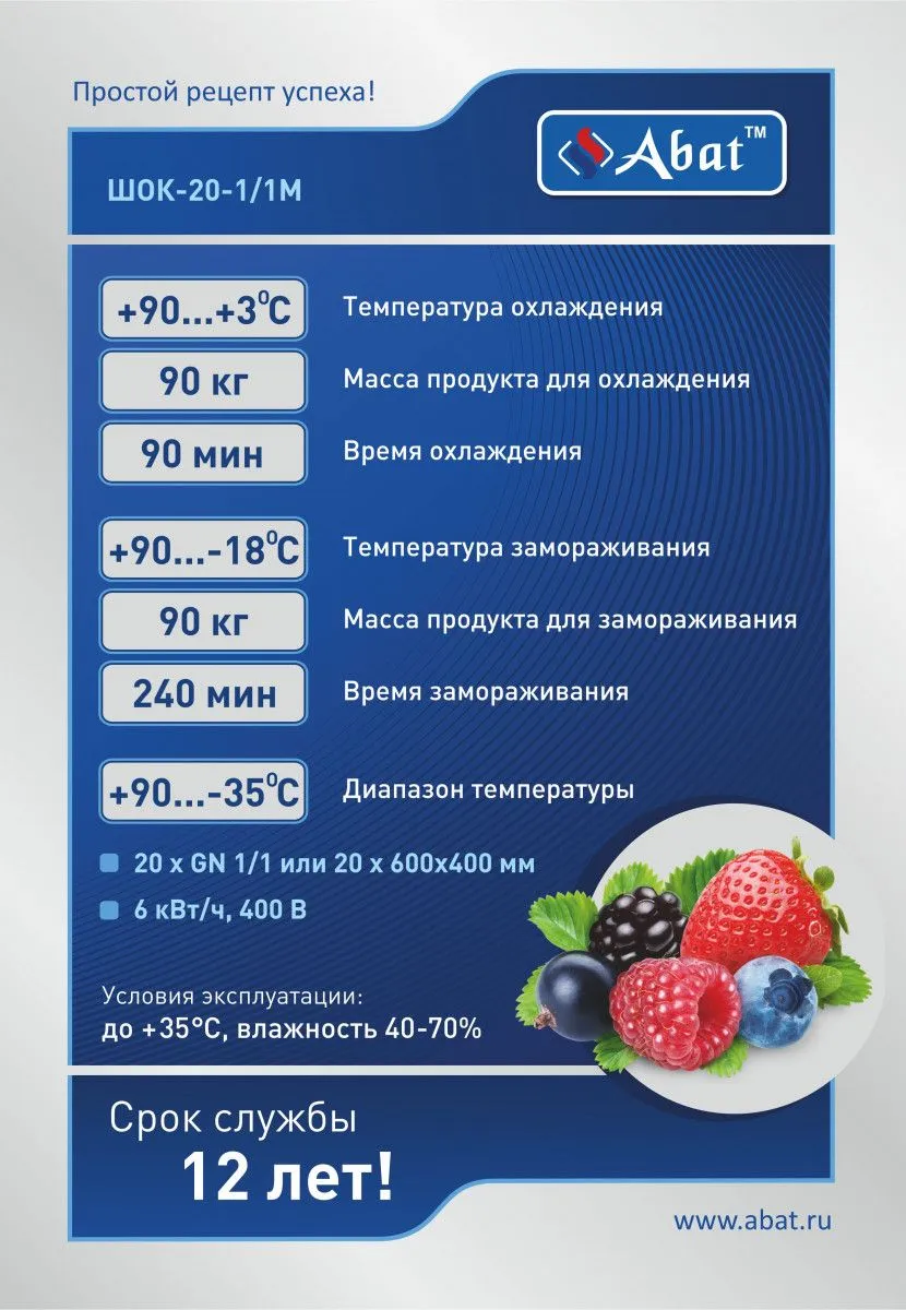 Шкаф шоковой заморозки Abat ШОК-20-1&#47;1М