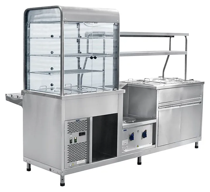 Прилавок-витрина холодильный Abat ПВХМ-70КМУ нерж. витрина справа, 2275 мм