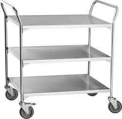 Тележка сервировочная Abat ТС-80 (800х500мм) 3 полки, поворотные колеса, вся нерж.