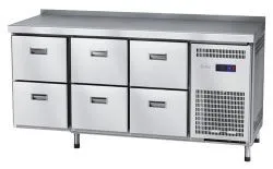 Стол холодильный низкотемпературный Abat СХН-70-02 с бортом (ящики 1&#47;2, ящики 1&#47;2, ящики 1&#47;2)
